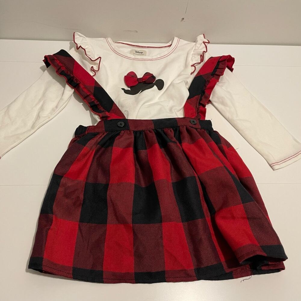 Disney Pippa & Julie Minnie Mouse Dress 3T NWT Red & Black Plaid Skirt Set